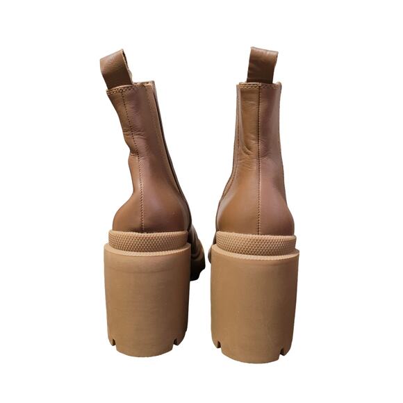 Steve Madden Women's Boot Roxie Chelsea Chunky Lug Sole Block Heel Cognac SZ 10 - Picture 5 of 8